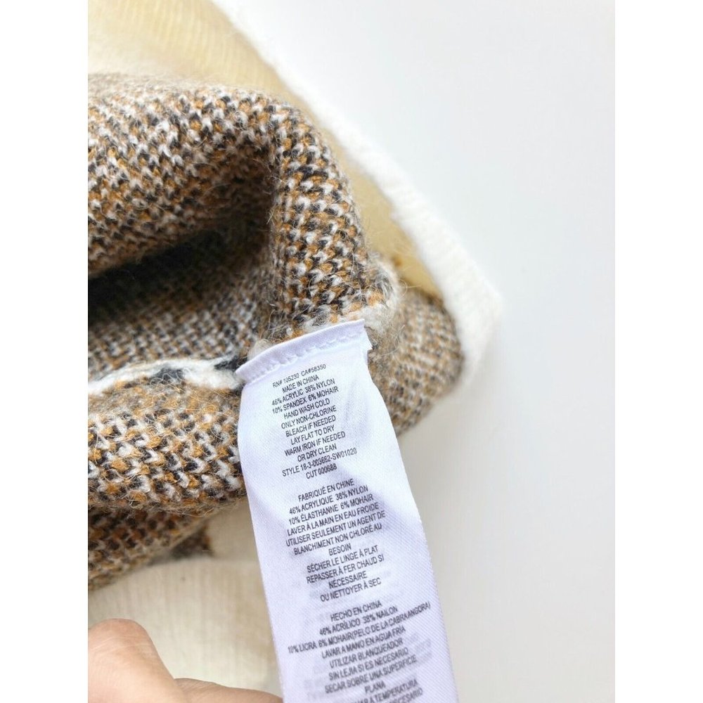 NWT CURRENT/ELLIOTT The Bets White Plaid Mohair Bomber Sweater Jacket, Size 0 - Picture 12 of 13